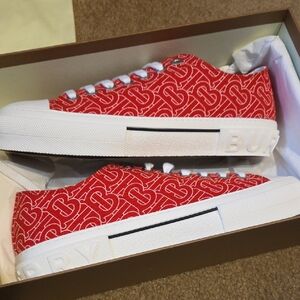 NWT- Burberry Red Patterned Sneakers